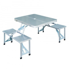 Комплект для пикника раскладной стол с 4 стульями RIAS Picnic Table 135х85х66 см алюминиевый (3_03499) Ворожба