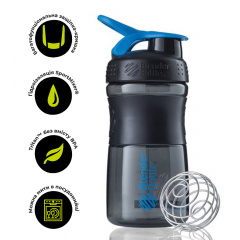 Шейкер спортивный бутылка BlenderBottle SportMixer 20oz/590ml Black/Cyan Original Ладан