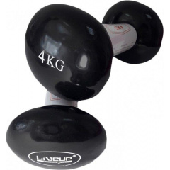 Гантели виниловые пары LiveUP Vinyl Dumbbell Egg Head черный 2х4кг LS2001-4 Городок