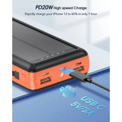 Зарядное устройство на солнечных батареях No Brand Powerbank 20000 mAh с фонариком (2431313731) Ворожба