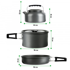 Набор посуды туристический Steel Set GL-C31 3 предмета (каструля, сковородка, чайник) (3_03314) Киев