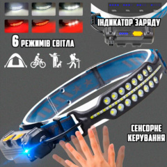 Налобный светодиодный аккумуляторный фонарь с красным светом Police PL-164 COB HeadLamp Южноукраїнськ