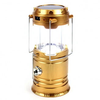 Фонарь аккумуляторный LED лампа OPT-TOP JH-5800T с павербанком и солнечной панелью золотистий (1756375680)
