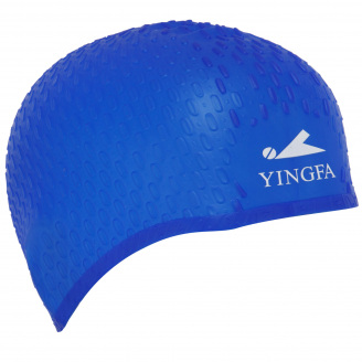 Шапочка для плавания силиконовая на длинные волосы YINGFA C0061 Синий