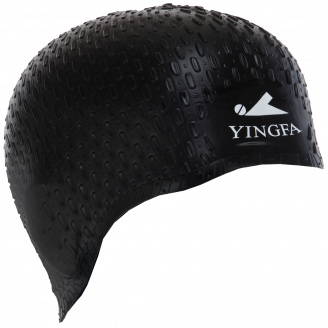Шапочка для плавания силиконовая на длинные волосы YINGFA C0061 Черный