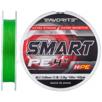 Шнур Favorite Smart PE 4x 150м Салатовый 3.0/0.296мм 15.5кг 34lb (1693-10-30)