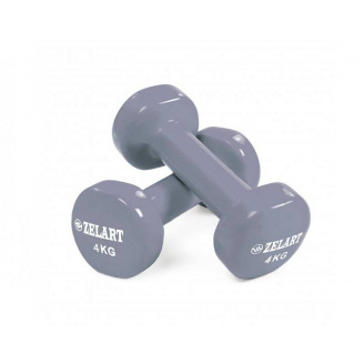 Гантели для фитнеса с виниловым покрытием Zelart Beauty (2x4кг) TA-5225-4 Grey (SKL0343)