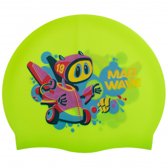 Шапочка для плавания детская MadWave Junior MAD BOT M057915 Зеленый