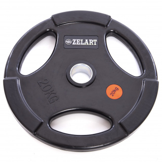 Блины (диски) обрезиненные Zelart TA-5160-20 20кг Черный