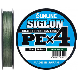 Шнур Sunline Siglon PE н4 150m #2.0/0.242mm 35lb/15.5kg Темно-зелёный (1013-1658.09.23)