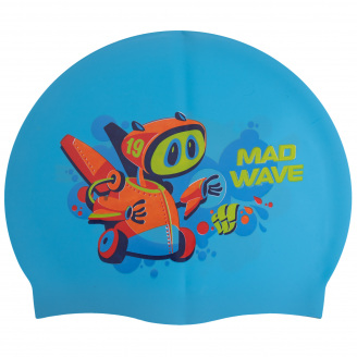 Шапочка для плавания детская MadWave Junior MAD BOT M057915 Голубой