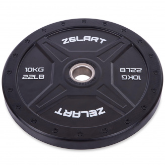 Бамперные диски для кроссфита Zelart TA-2258-10 10кг Черный