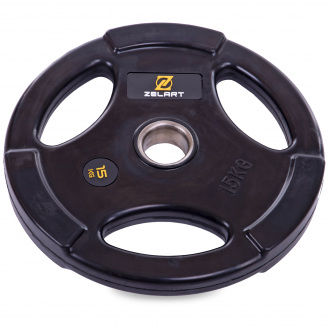 Блины (диски) обрезиненные Zelart TA-2673-15 15кг 51 мм Черный