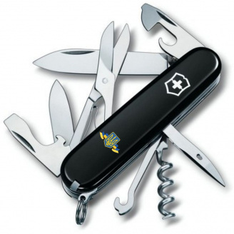 Складной нож Victorinox Climber Ukraine 91мм 14 функций Черный (1.3703.3_T1010u)