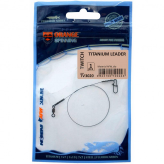 Поводок Ukrspin Orange Spinning титан AFW с вертлюгом 15 см 13.6 кг 30 lb/0.38 мм Серый (1013-1590.02.53)