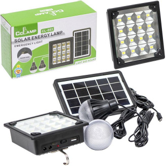 Портативная система освещения CCLAMP CL-053 Фонарь + 2 LED лампы + солнечная панель 2200 mAh (3_03157)