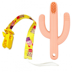 Комплект 2Life прорезыватель Кактус Розовый и держатель Желтый (vol-10311)