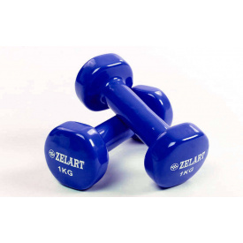 Гантели planeta-sport для фитнеса с виниловым покрытием Zelart Beauty TA-5225-1 2 x 1 кг Синий