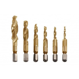 Набір свердл-мітчиків Intertool M3х4х5х6х8х10 Сіро-золотистий 6 шт (SD-5841)