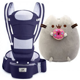 Набір Хіпсит Baby Carrier 6в1 та Пушин кет 21х25см Темно-синій (vol-9737)