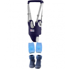 Набор вожжи-ходунки с наколенниками и ботиночки VOLRO Синий (vol-9246)