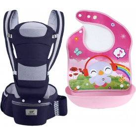 Хипсит эрго-рюкзак кенгуру переноска слюнявчик-трансформер Baby Carrier 20 кг 6 в 1 Темно-синий (vol-9869)