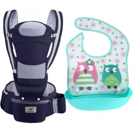 Хипсит эрго-рюкзак кенгуру переноска слюнявчик-трансформер Baby Carrier 20 кг 6 в 1 Темно-синий (vol-9856)