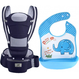 Хипсит эрго-рюкзак кенгуру переноска слюнявчик-трансформер Baby Carrier 20 кг 6 в 1 Темно-синий (vol-9859)