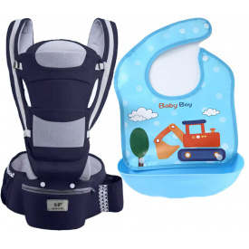 Хипсит эрго-рюкзак кенгуру переноска слюнявчик-трансформер Baby Carrier 20 кг 6 в 1 Темно-синий (vol-9867)