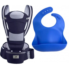 Хіпсит Baby Carrier 6 в 1 2Life і слюнявчик Темно-синій (vol-9944)
