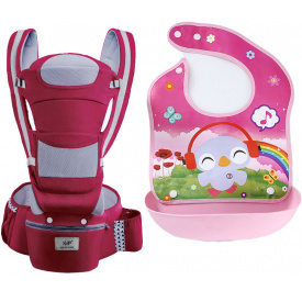 Хипсит эрго-рюкзак кенгуру переноска слюнявчик-трансформер Baby Carrier 20 кг 6 в 1 Бордовый (vol-9882)