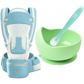 Хипсит эрго-рюкзак и тарелка с ложкой Baby Carrier Y3 6 в 1 Мятный/зеленый (vol-10122)