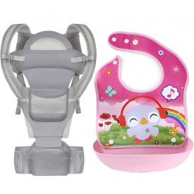 Хипсит эрго-рюкзак кенгуру переноска слюнявчик-трансформер Baby Carrier 20 кг 6 в 1 Серый (vol-9889)