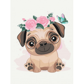 Дитяча картина за номерами BrushMe "Милий мопс" 30х40см KBS7106