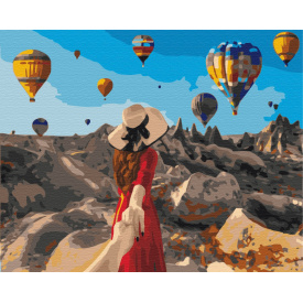 Картина за номерами BrushMe "Мандрівниця в Каппадокії" 40х50см BS37986