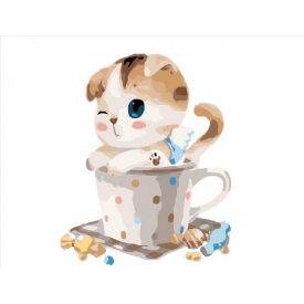 Картина за номерами BrushMe "Кошеня в чашці" 40х50см BS8395