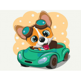 Дитяча картина за номерами BrushMe "Корги біля керма" 30х40см KBS0073