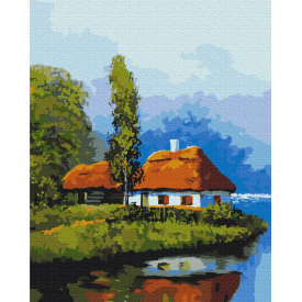 Картина за номерами BrushMe "Будиночок біля озера" 40х50см BS53152