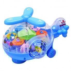 Детский музыкальный вертолет A-Toys QF05-1 прозрачный корпус Голубой