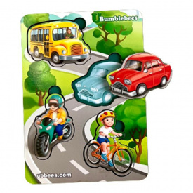 Дерев'яний пазл-вкладиш "Транспорт-2" Ubumblebees ПСФ115 PSF115 фон із підказкою