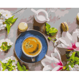 Картина за номерами Brushme Кава та квіти 40х50 см Різнокольоровий BS34314