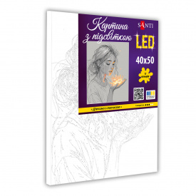 Картина за номерами Santi Дівчина з лотосом 40x50 см LED підсвітка (955106)