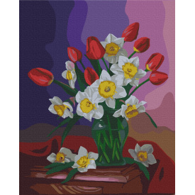 Картина за номерами BrushMe "Букет тюльпанів та нарцисів © Valentyna Ivanova" 40х50см BS53486