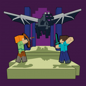 Картина за номерами Santi Майнкрафт Стів та Алекс бій з драконом 25х25 см Різнокольоровий (955471)