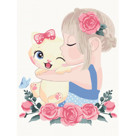 Дитяча картина за номерами BrushMe "Кошеня в обіймах" 30х40см KBS7122