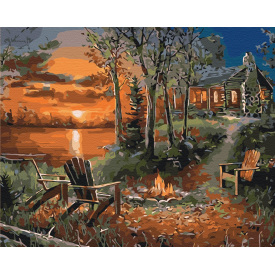 Картина за номерами BrushMe "Будинок біля озера" 40х50см BS31630