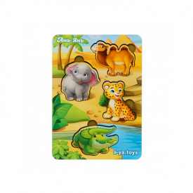 Дерев'яний пазл-вкладиш "Тварини Африки-2" Ubumblebees ПСФ060 PSF060 фон із підказкою