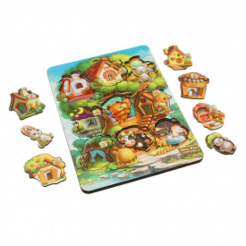 Дерев'яний пазл-вкладиш "Де чий будиночок на дереві?" Ubumblebees ПСД172 PSD172 тришаровий