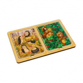 Дерев'яний пазл-вкладиш "Їжачки та ведмеді" Ubumblebees ПСД186 PSD186 в рамці