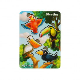 Дерев'яний пазл-вкладиш "Птахи" Ubumblebees ПСФ062 PSF062 фон із підказкою